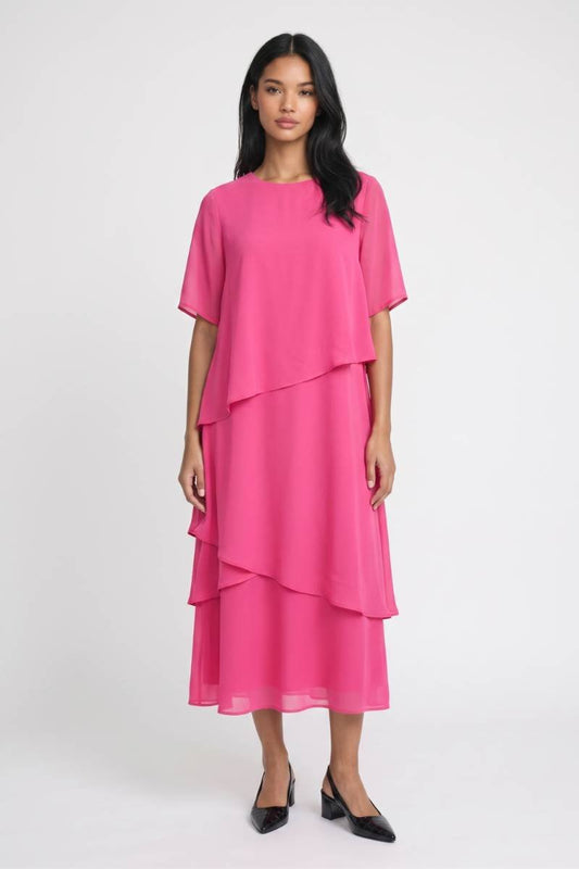Midi Jurk Dames - Gelaagd | Met Asymmetrische Ruches