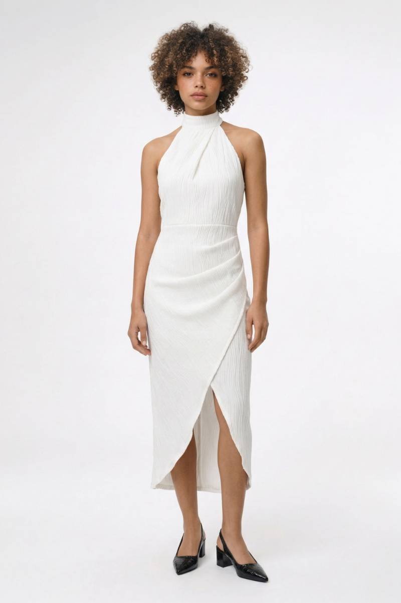 Midi Jurk Dames - Halter | Split Detail - Wit