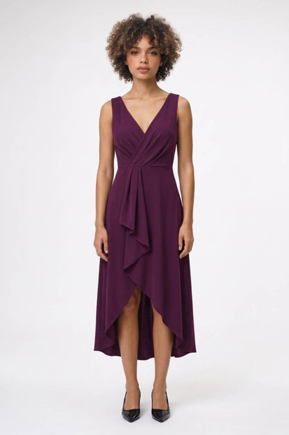Midi Jurk Dames - Wikkel Stijl | Asymmetrische Zoom — Paars