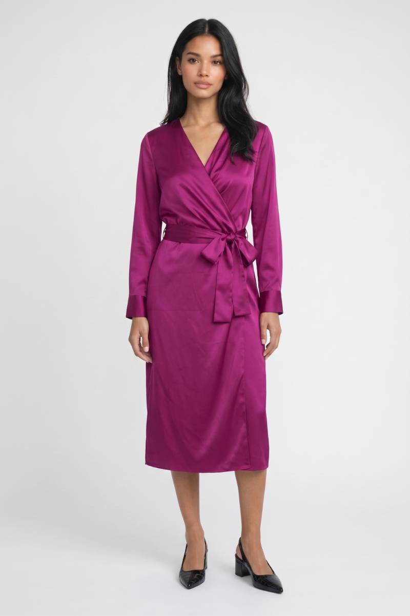 Midi Jurk Dames - Wrap Stijl | V-hals met Strikceintu