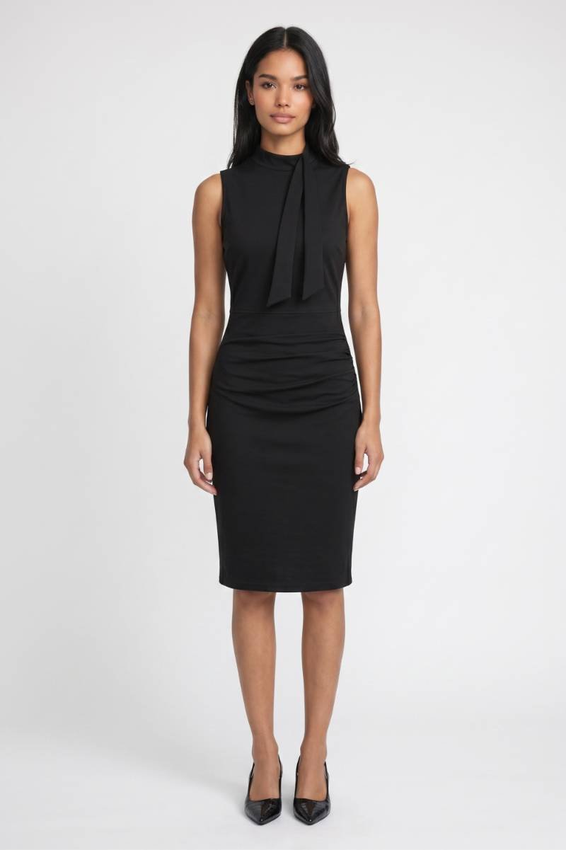 Midi Jurk Dames - Zakelijk | Mouwloos met Strikdetail