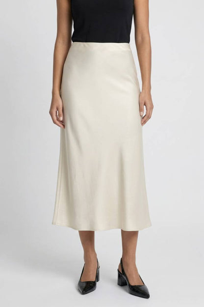 Midi Rok Dames - Elegant | Hoge Taille & A-lijn — Crème