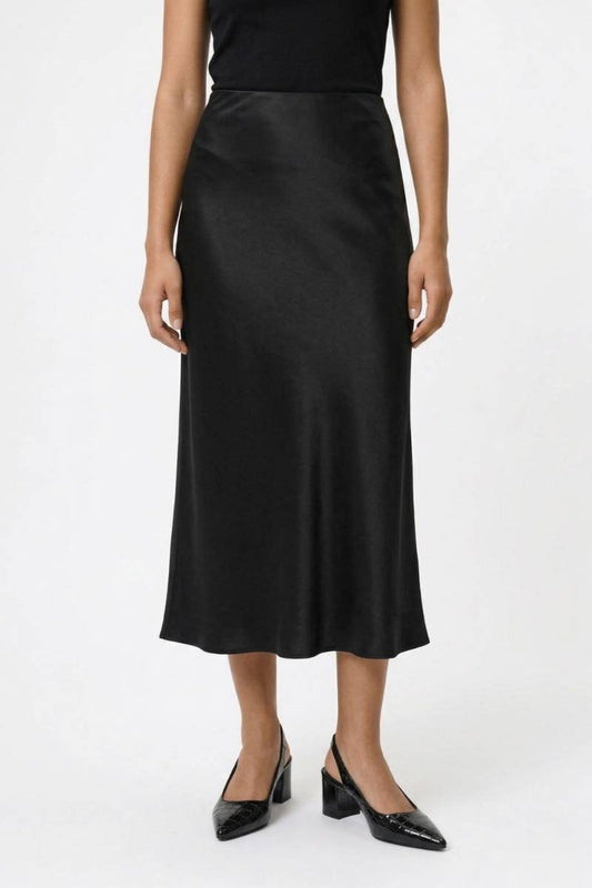 Midi Rok Dames - Elegant | Soepele A-lijn Pasvorm — Zwart