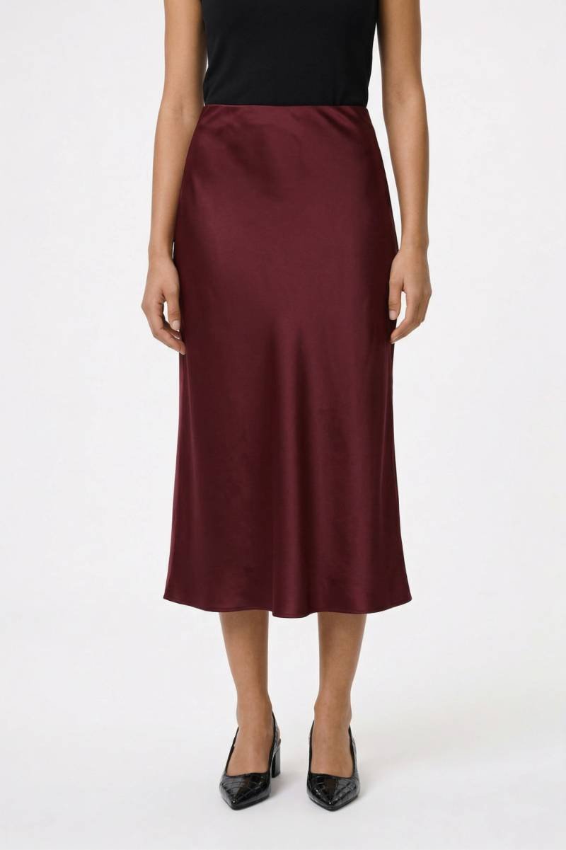 Midi Rok Dames - Elegant | Soepele A-lijn Pasvorm — Bordeaux