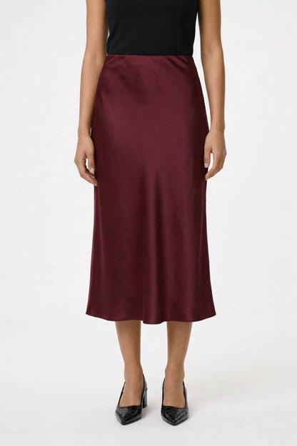 Midi Rok Dames - Elegant | Soepele A-lijn Pasvorm — Bordeaux