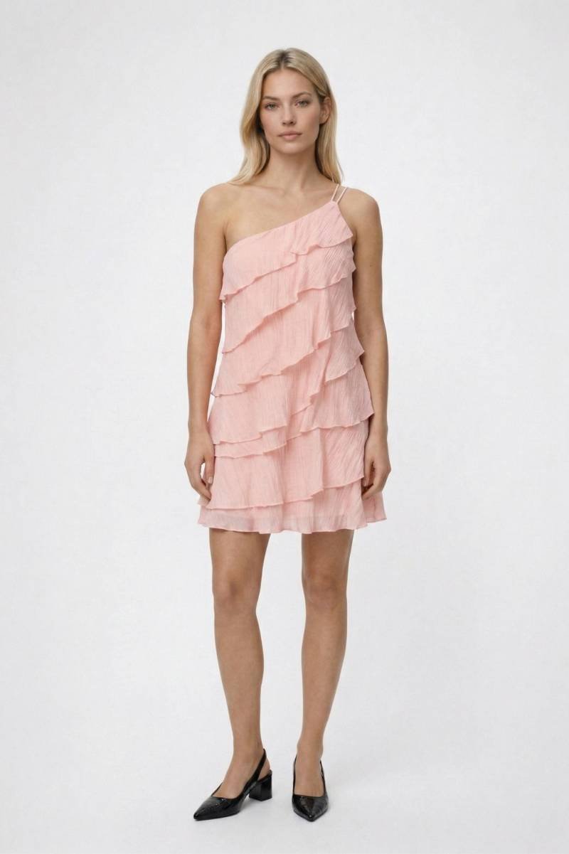Mini Jurk Dames - One Shoulder | Ruffle Detail & Elegante Look — Lichtroze