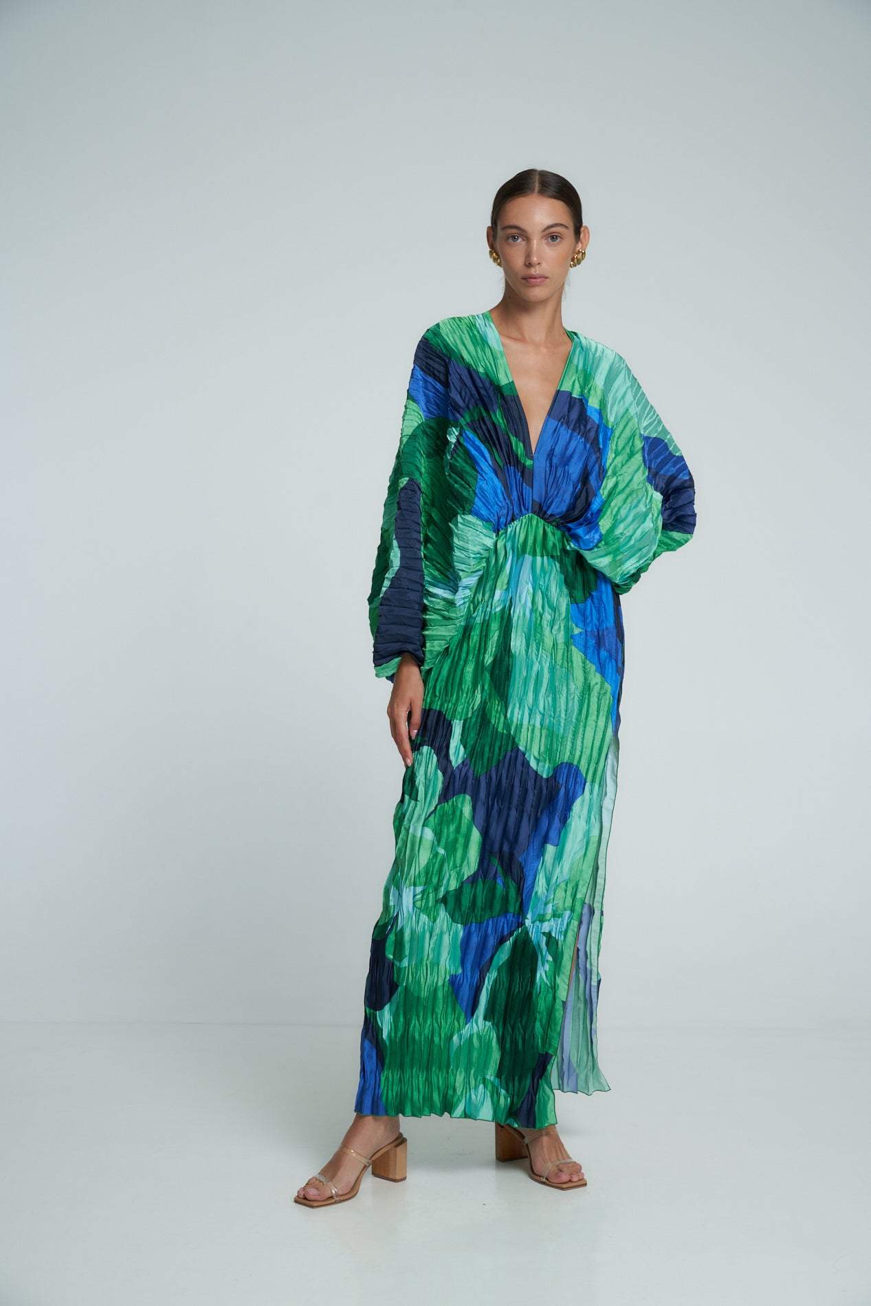 Maxi Jurk Dames - Geplisseerd met Abstracte Print | Gala