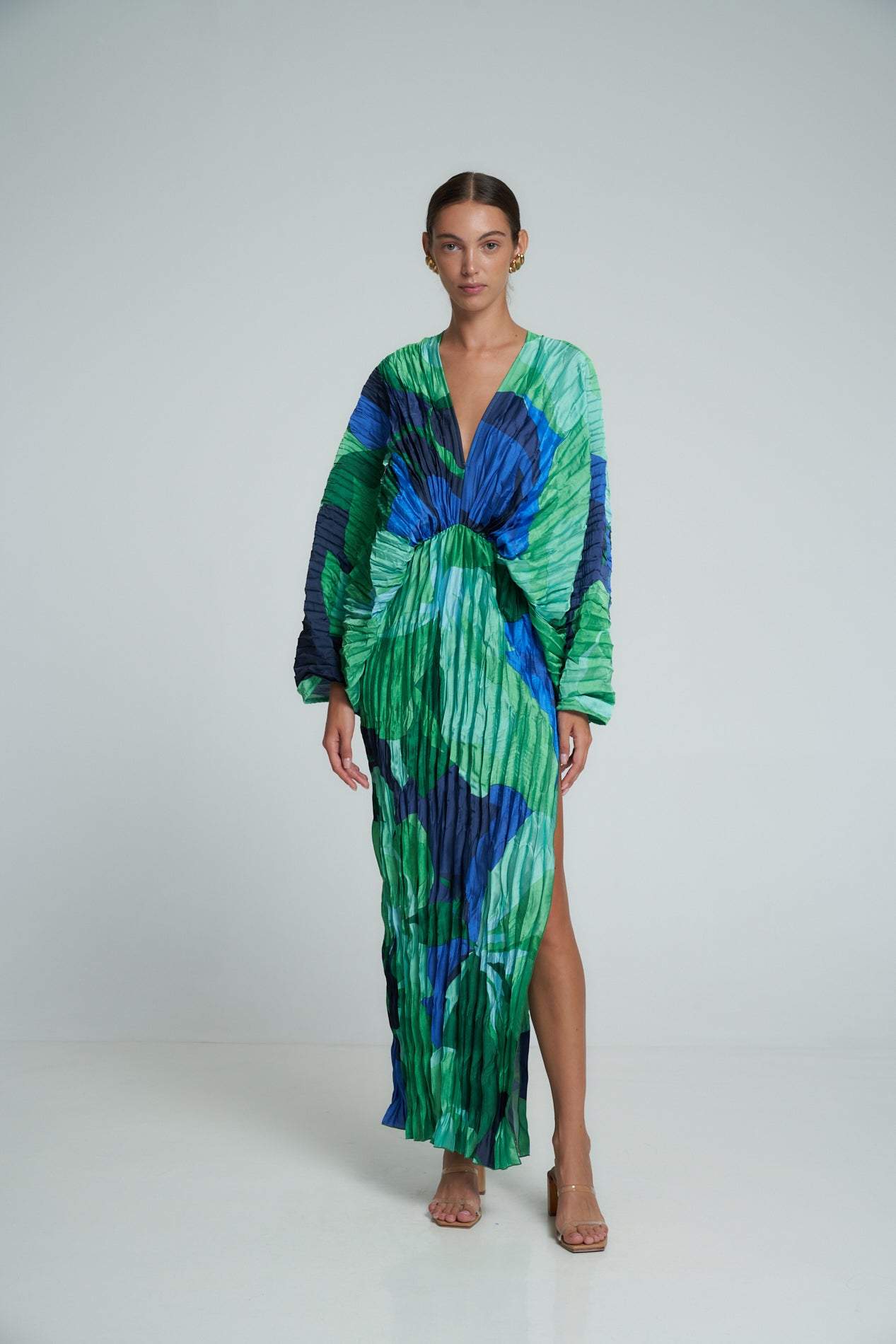 Maxi Jurk Dames - Geplisseerd met Abstracte Print | Gala