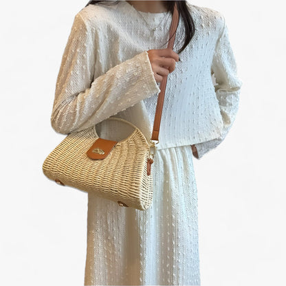 Tas Dames - Gevlochten Model met Draaislot en Schouderriem | Boho