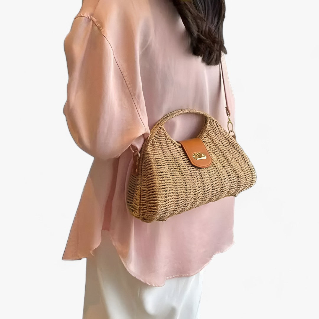 Tas Dames - Gevlochten Model met Draaislot en Schouderriem | Boho
