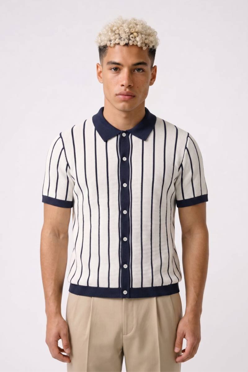 Polo Heren - Gestreept | Vintage Stijl met Knoopsluiting
