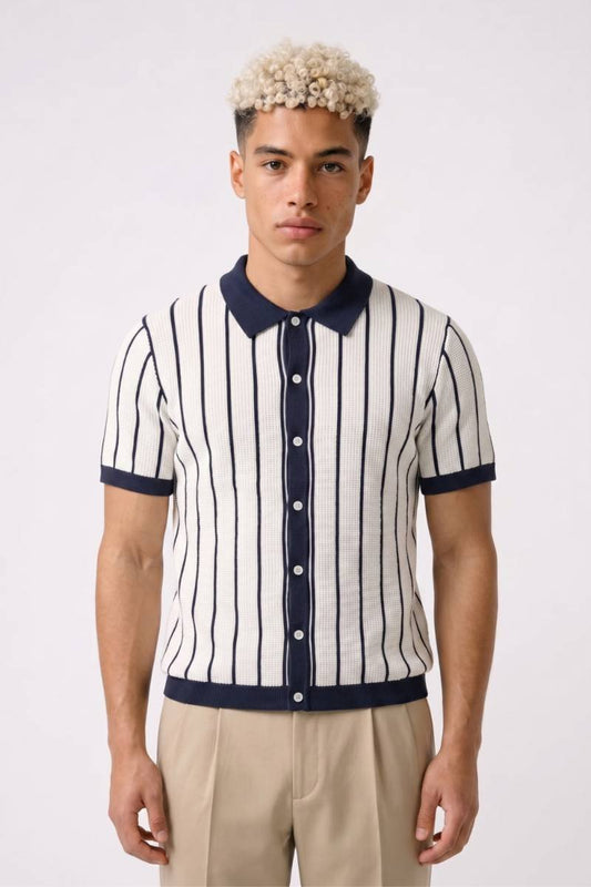 Polo Heren - Gestreept | Vintage Stijl met Knoopsluiting