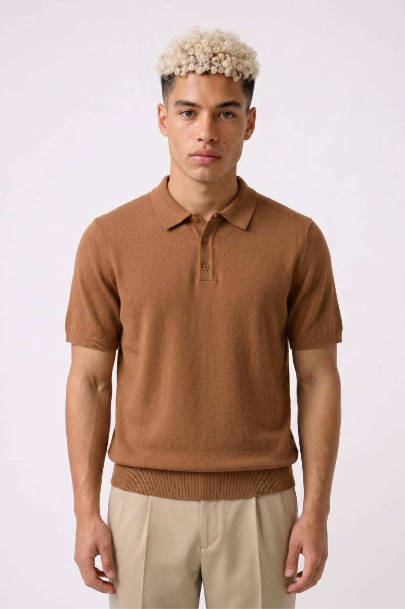 Polo Heren - Klassiek & Elegant | Korte Mouwen — Bruin