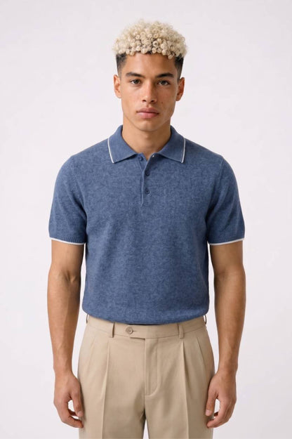 Poloshirt Heren - Elegante Gebreide Stijl | Klassiek Ontwerp — Blauw