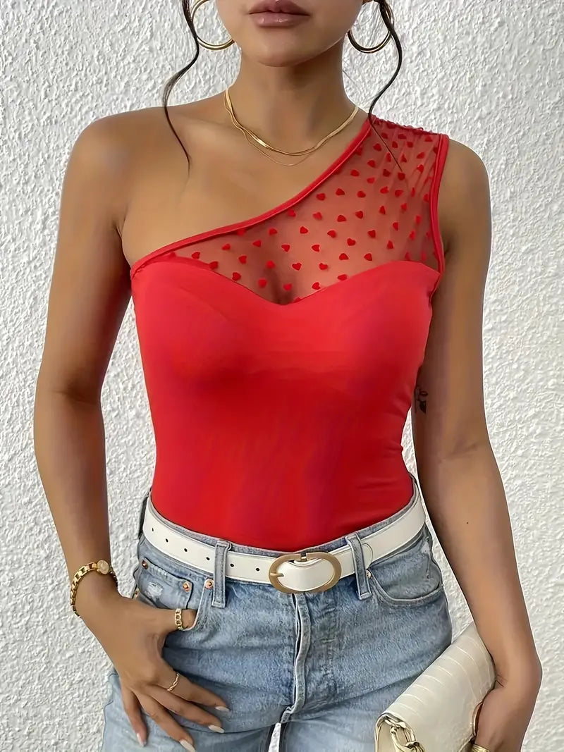Bodysuit Dames - One Shoulder Top met Detail | Zomer