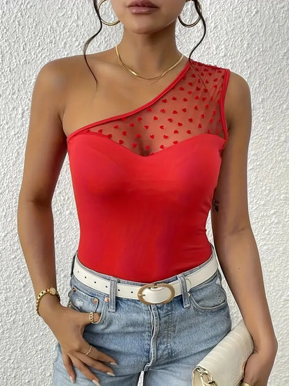 Bodysuit Dames - One Shoulder Top met Detail | Zomer