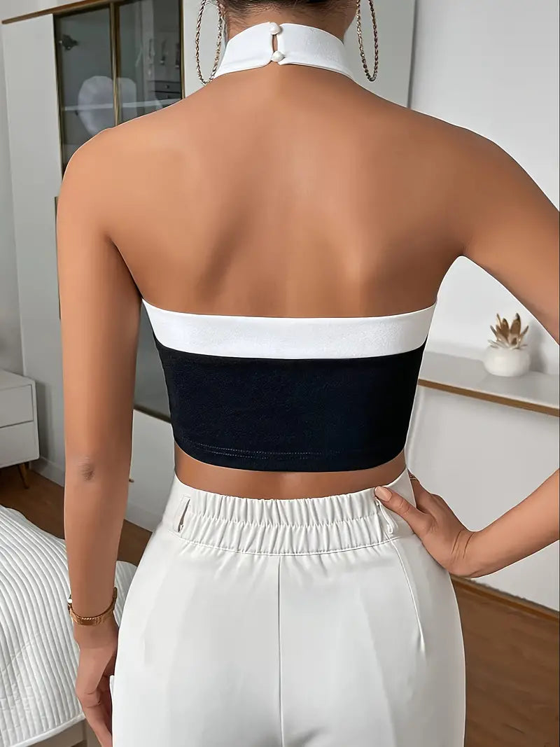 Top Dames - Strapless Crop Top met Gekruiste Hals | Zomer