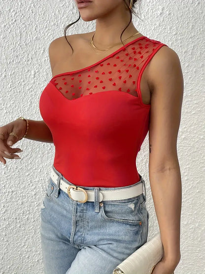 Bodysuit Dames - One Shoulder Top met Detail | Zomer
