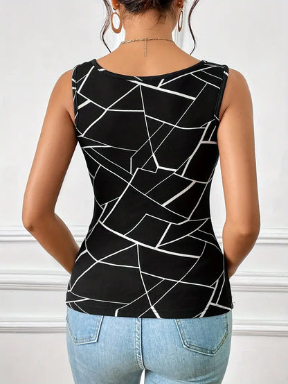 Top Dames - Mouwloze Tanktop met Geometrische Print | Zomer