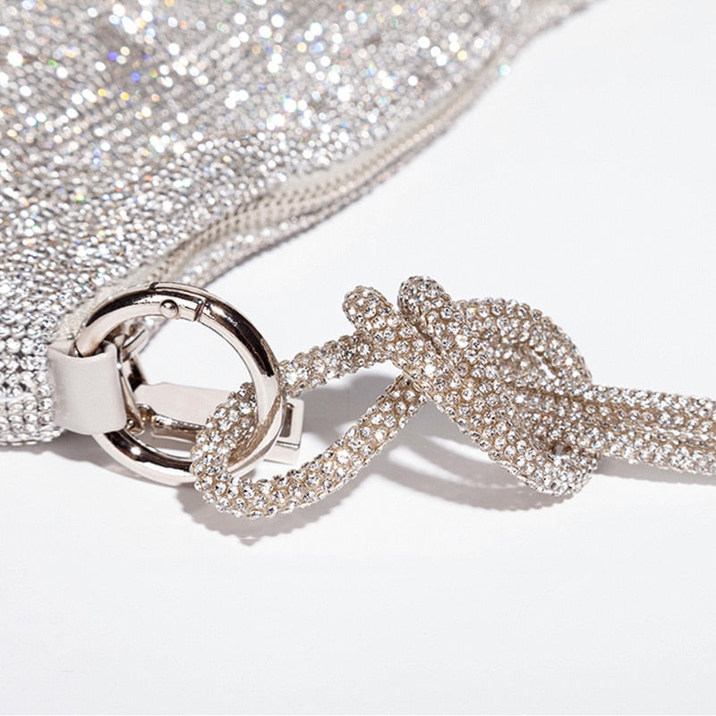 Tas Dames - Glinsterende Avondtas met Geknoopte Strass Band | Feestelijk