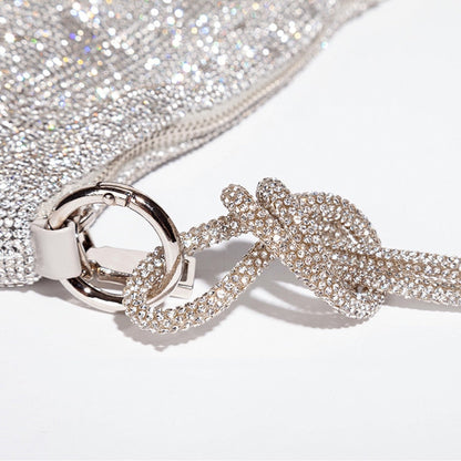 Tas Dames - Glinsterende Avondtas met Geknoopte Strass Band | Feestelijk