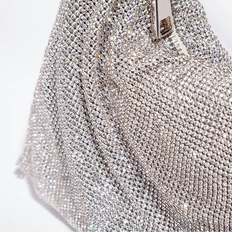 Tas Dames - Glinsterende Avondtas met Geknoopte Strass Band | Feestelijk