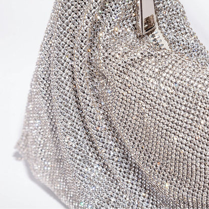 Tas Dames - Glinsterende Avondtas met Geknoopte Strass Band | Feestelijk