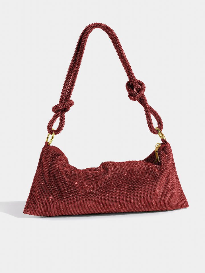 Tas Dames - Glinsterende Avondtas met Geknoopte Strass Band | Feestelijk