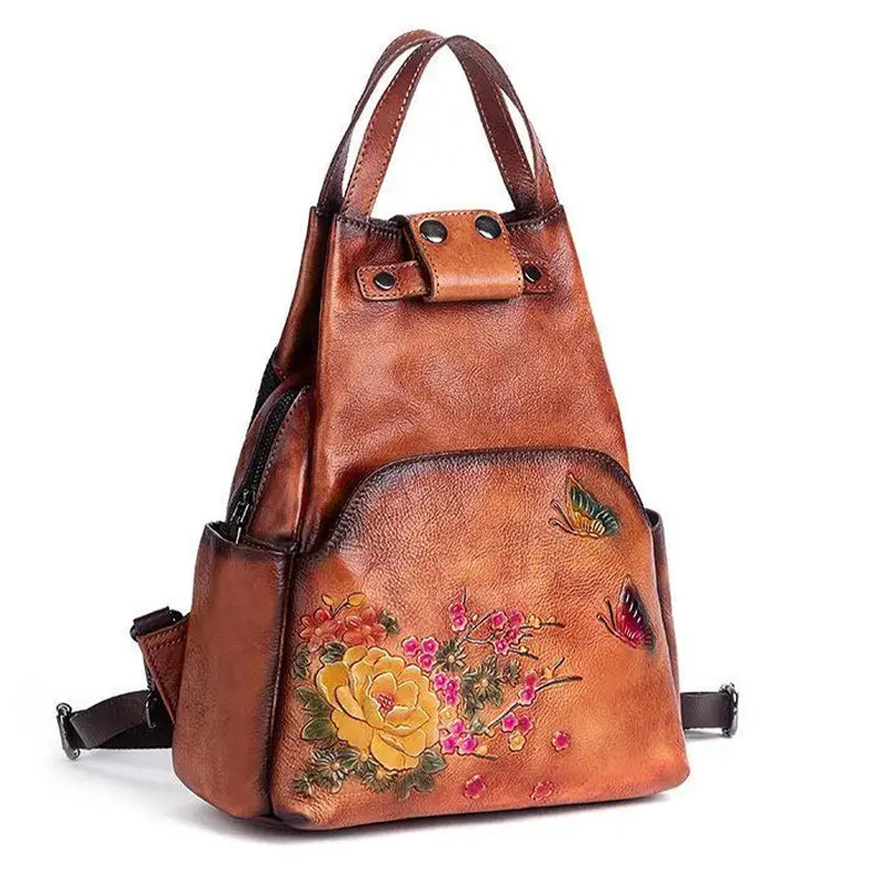 Rugzak Dames - Vintage Bloemen en Vlinder Print met Topgreep | Casual
