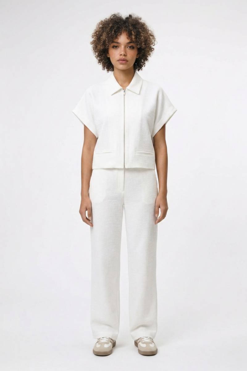 Set Dames - Oversized Vest & Wijde Broek | Minimalistisch — Crème