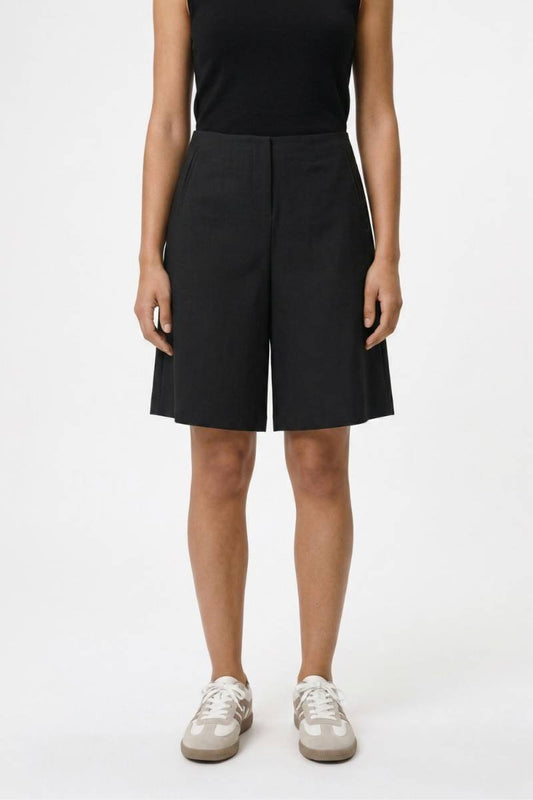Short Dames - Wijde Pasvorm | Geplisseerd & Casual — Zwart