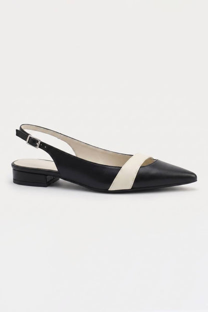 Slingback Ballerina Dames - Elegant | Spitse Neus met Lage Hak — Zwart