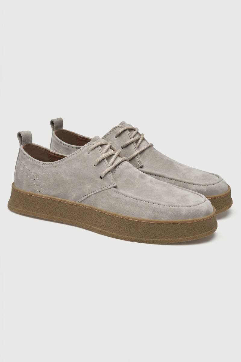 Sneakers Heren - Casual | Dikke Zool met Veters — Lichtgrijs