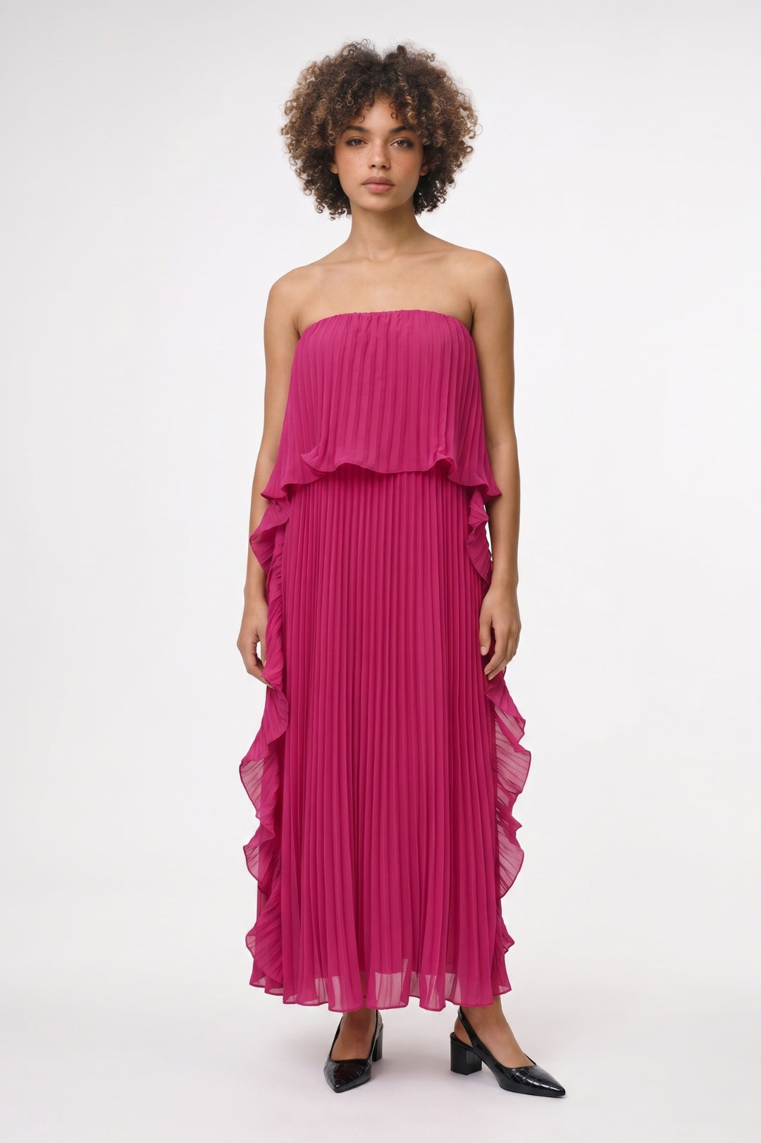 Maxi Jurk Dames - Strapless | Geplisseerd met Ruffle Details