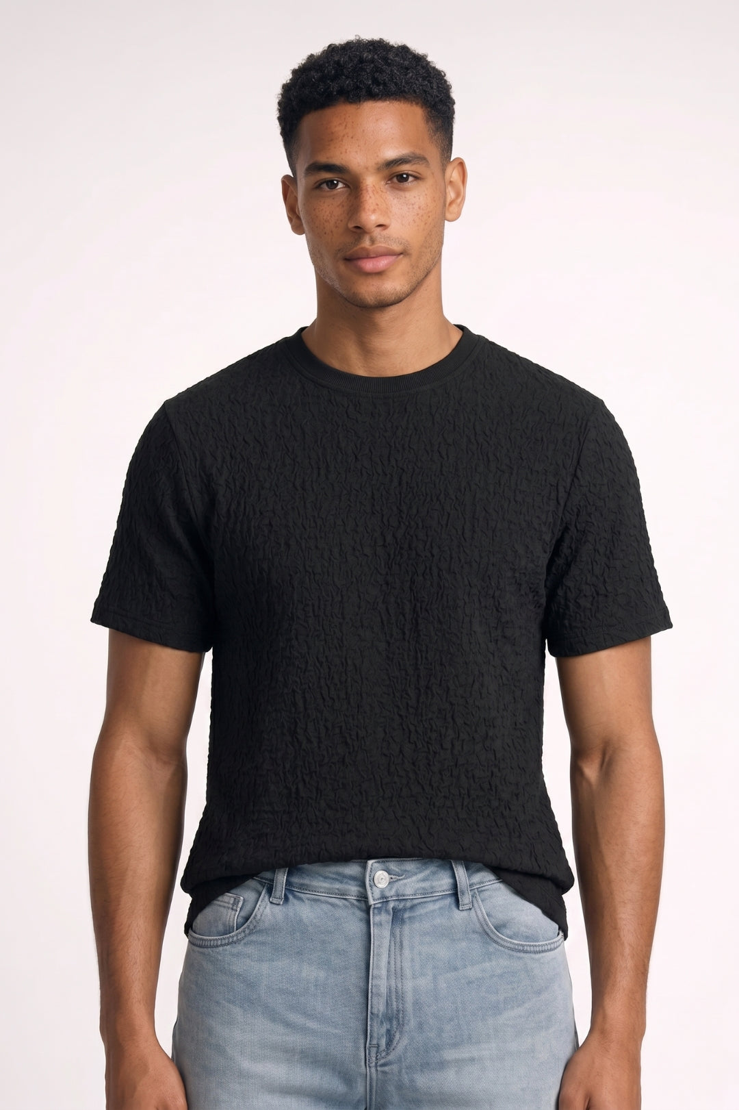 T-Shirt Heren - Geribbelde Textuur | Ronde Hals Korte Mouwen