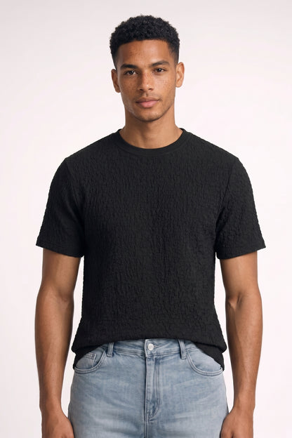 T-Shirt Heren - Geribbelde Textuur | Ronde Hals Korte Mouwen