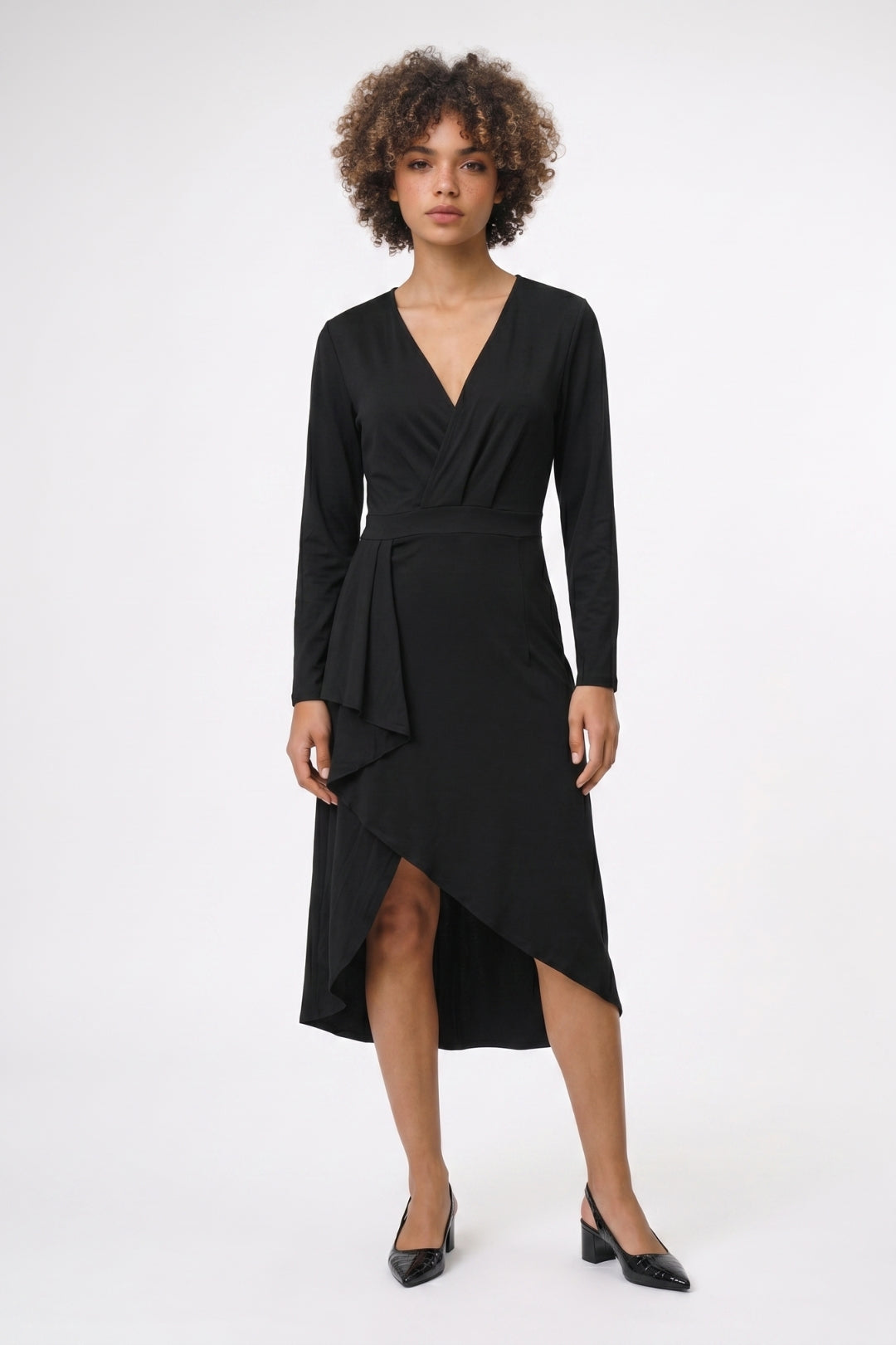 Midi Jurk Dames - Overslag | V-Hals met Strik Detail