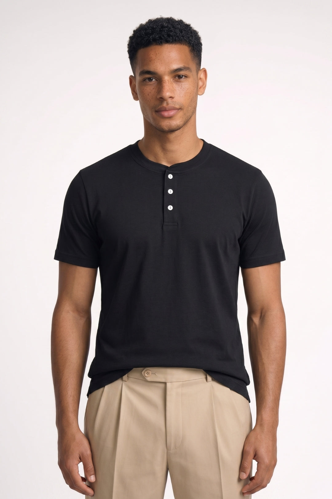 Henley Shirt Heren - Casual | Korte Mouwen met Knoopdetails