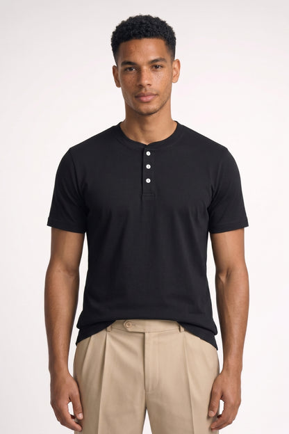 Henley Shirt Heren - Casual | Korte Mouwen met Knoopdetails