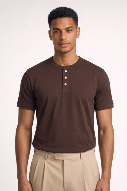 Henley Shirt Heren - Casual | Korte Mouwen met Knoopdetails