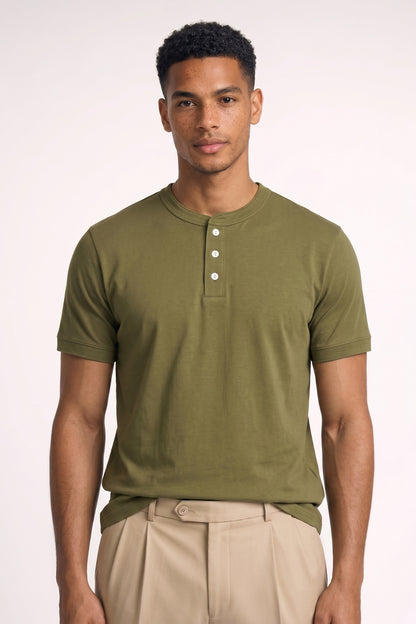 Henley Shirt Heren - Casual | Korte Mouwen met Knoopdetails