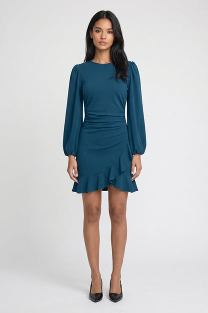 Mini Jurk Dames - Pofmouwen | Ruffle Zoom met Lange Mouwen
