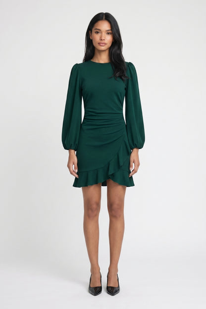 Mini Jurk Dames - Pofmouwen | Ruffle Zoom met Lange Mouwen
