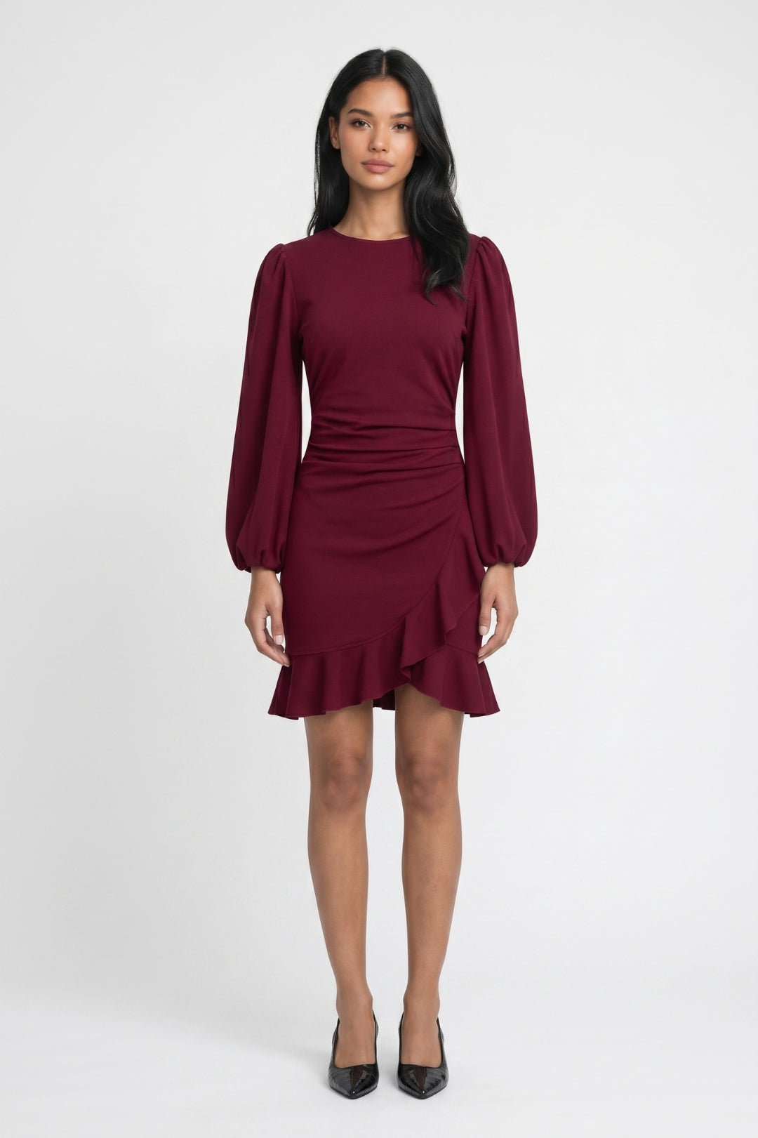Mini Jurk Dames - Pofmouwen | Ruffle Zoom met Lange Mouwen