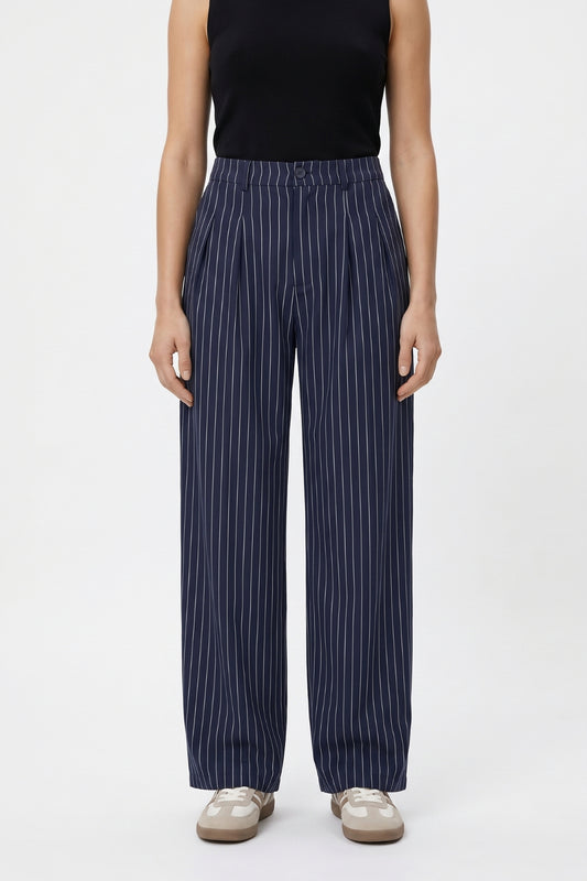 Wijde Broek Dames - Gestreept | Rechte Pijpen Elastische Taille