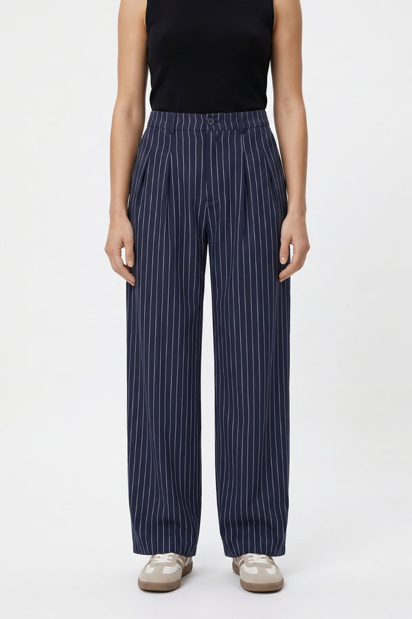 Wijde Broek Dames - Gestreept | Rechte Pijpen Elastische Taille