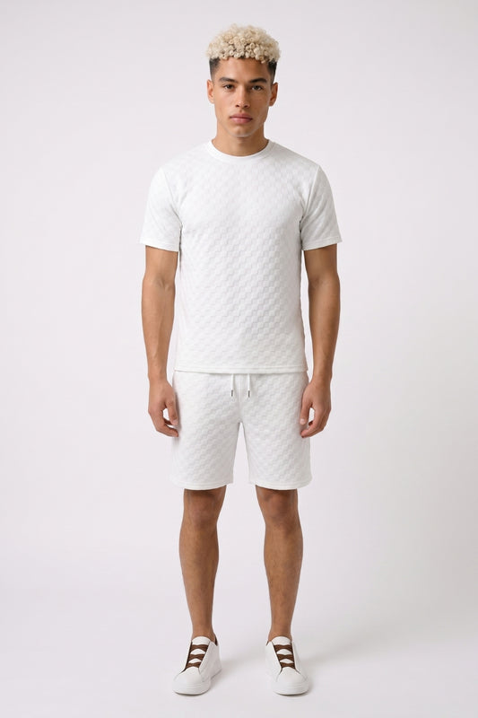 2-Delige Set Heren - Textuur | T-shirt met Korte Broek