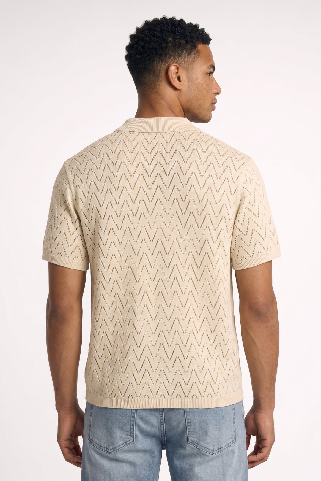 Polo Heren | Zigzag Structuur met Korte Mouwen