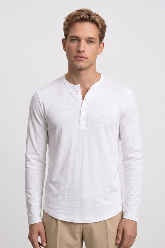 Henley Shirt Heren - Lange Mouwen | Comfortabele Pasvorm