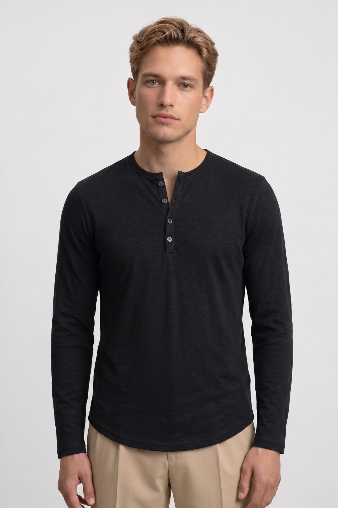 Henley Shirt Heren - Lange Mouwen | Comfortabele Pasvorm